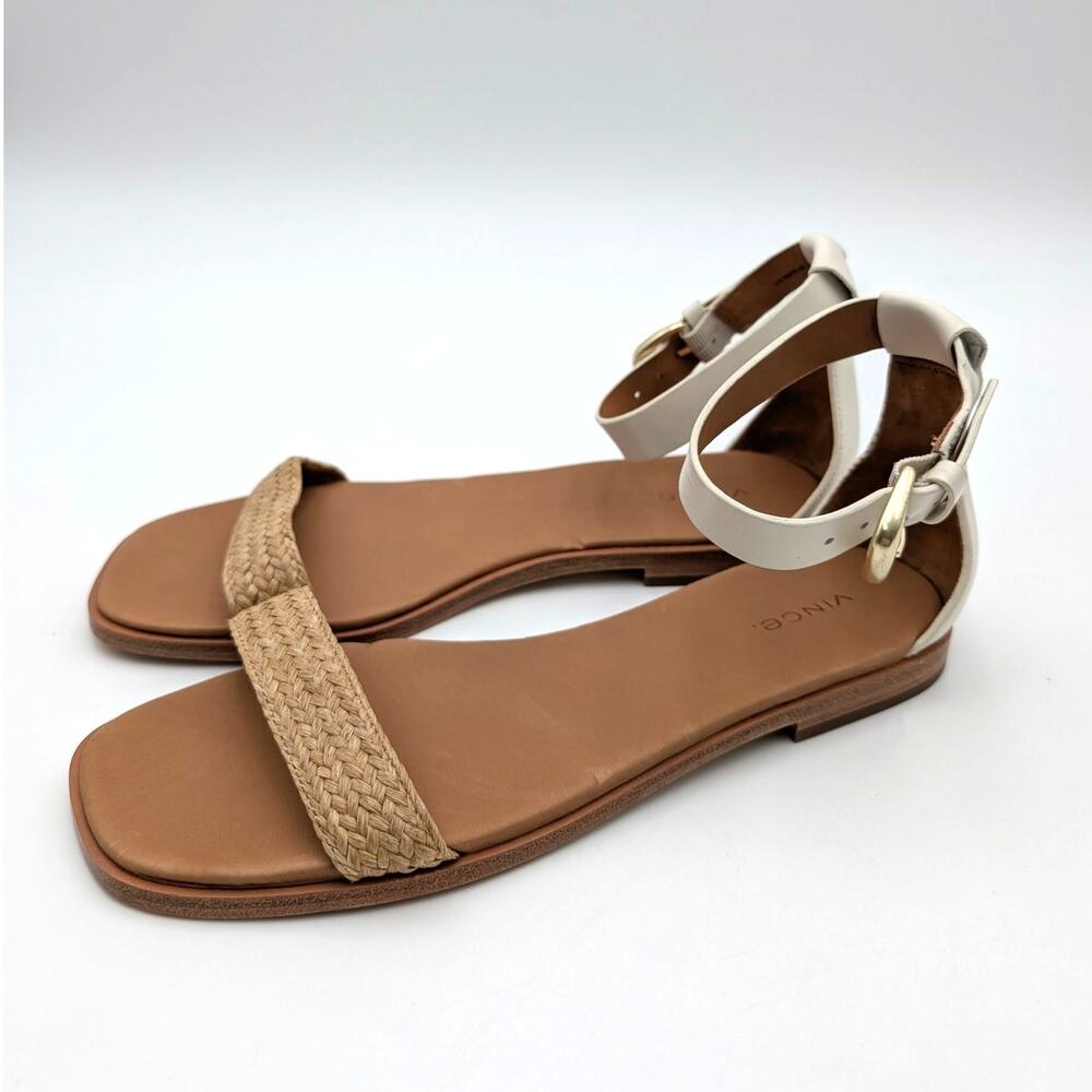 Vince Martina Ankle Strap Sandals Open Toe Women's Milk/White Size US8M EU38.5